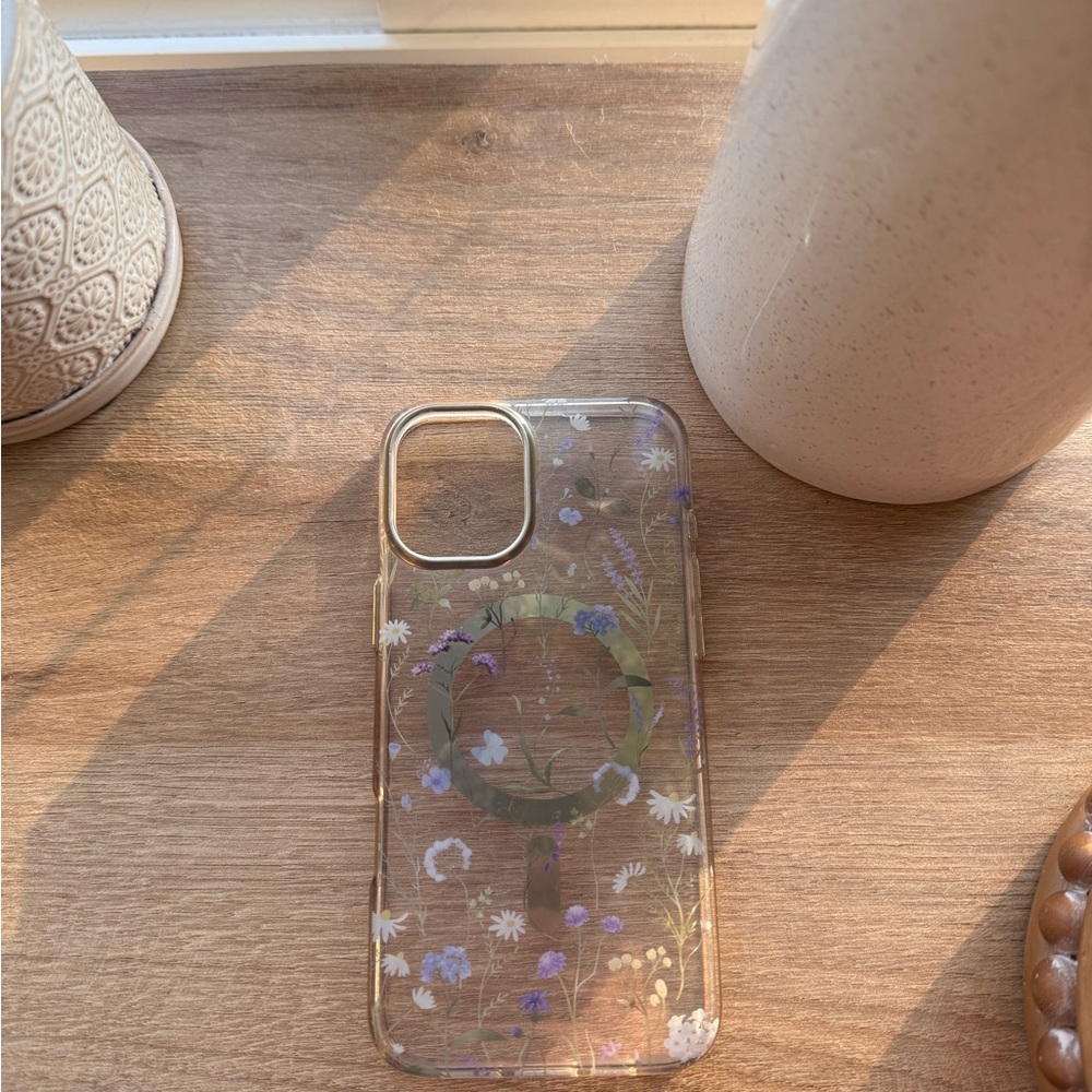 Floral Clear Phone 16 pro Case